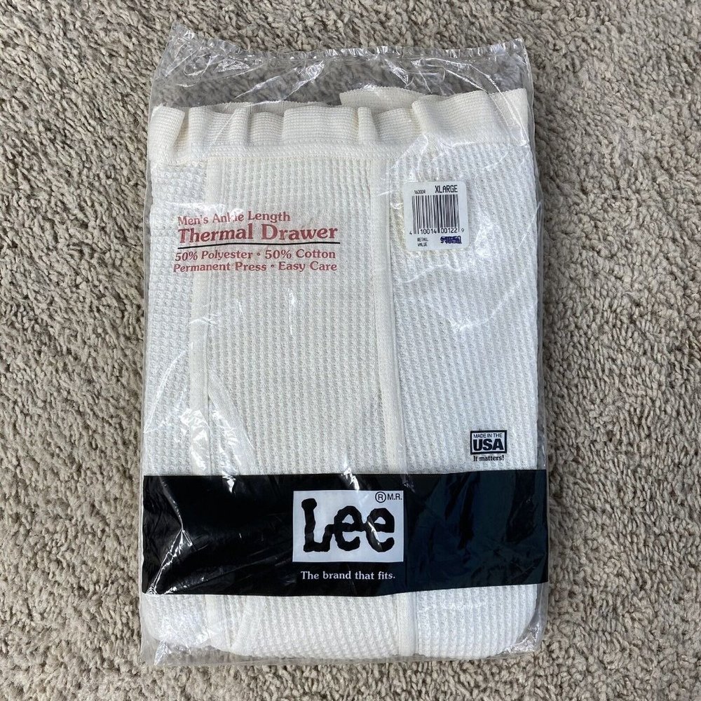 Vtg Lee‎ Thermal Bottom Mens XL Waffle Long Johns Ankle Length Made in USA NIP